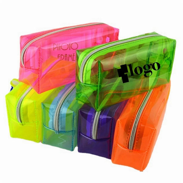 Colord Clear Pvc Zipper Pencil Case Cosmetic Bag