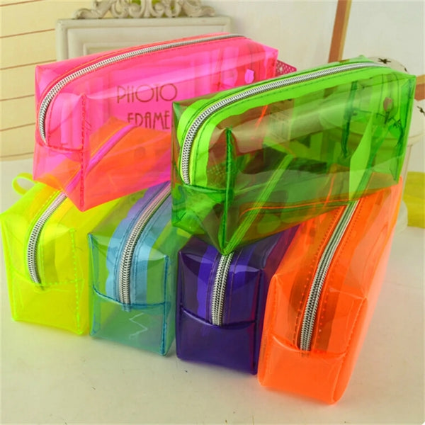Colord Clear Pvc Zipper Pencil Case Cosmetic Bag