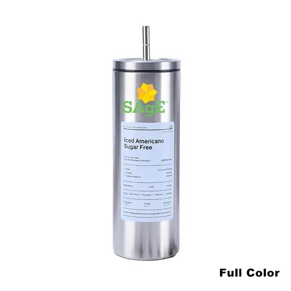 20 oz Stainless Steel Iced Coffee Tumbler with Lid Straw