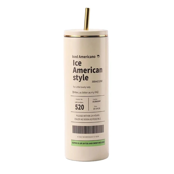 20 oz Stainless Steel Iced Coffee Tumbler with Lid Straw