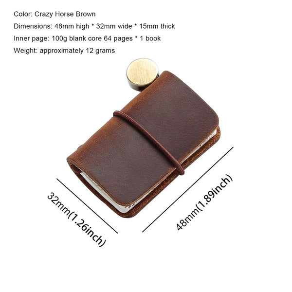 Mini Size Travelers Notebook With Leather Cover And Strap
