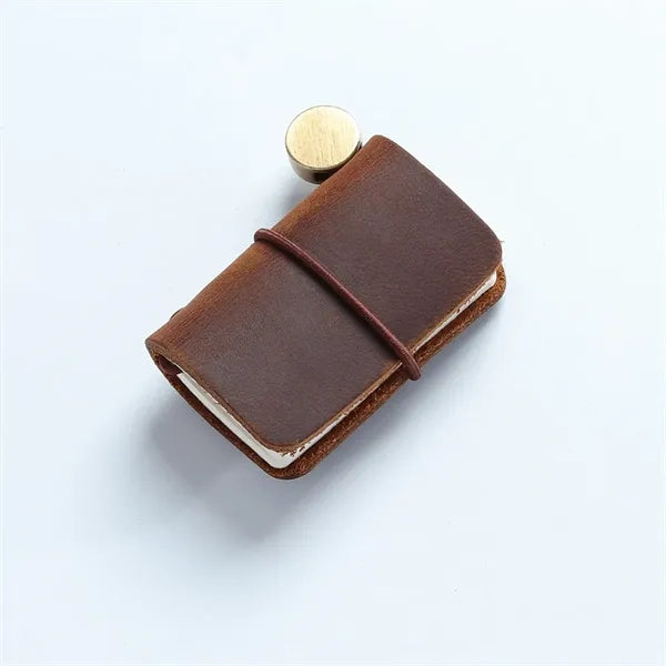 Mini Size Travelers Notebook With Leather Cover And Strap