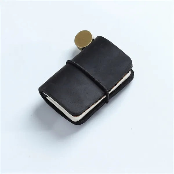 Mini Size Travelers Notebook With Leather Cover And Strap