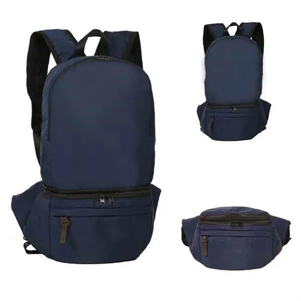 2-in-1 Folding Backpack Waist Bag