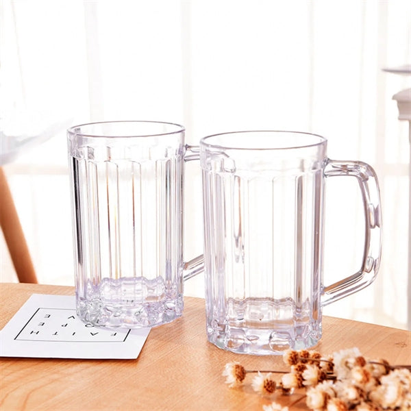 17 Oz Beer Stein Mugs Handles Clear Acrylic Cups