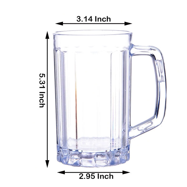 17 Oz Beer Stein Mugs Handles Clear Acrylic Cups
