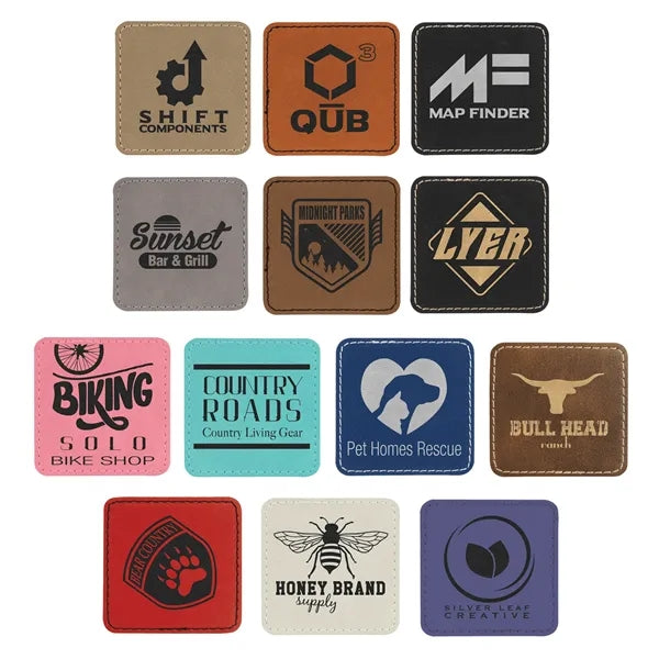 Square Light Brown Leatherette Patch with Adhesive
