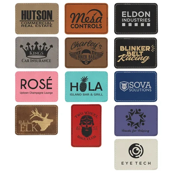 Rectangle Light Brown Leatherette Patch with Adhesive