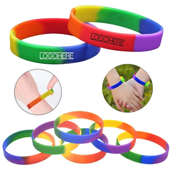 Screen Printed Rainbow Silicone Bracelets