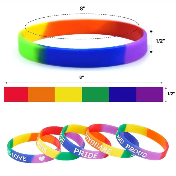 Screen Printed Rainbow Silicone Bracelets