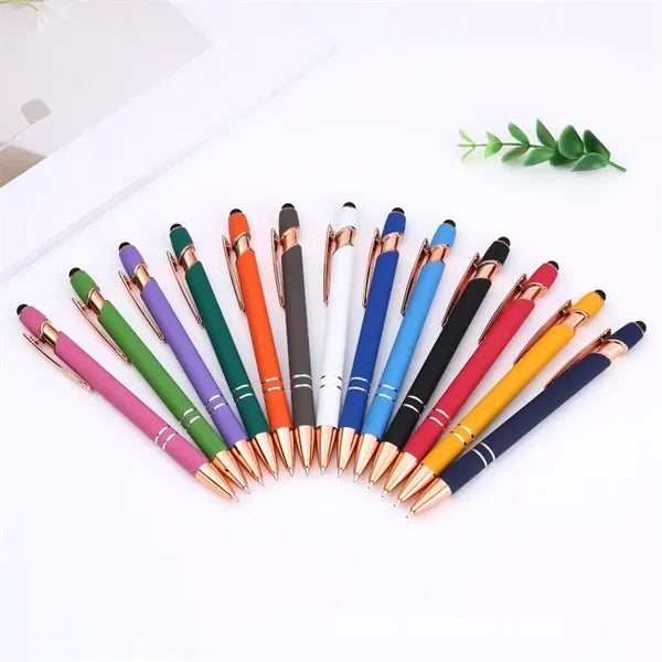 Rose Gold Soft-Touch Pen with Stylus