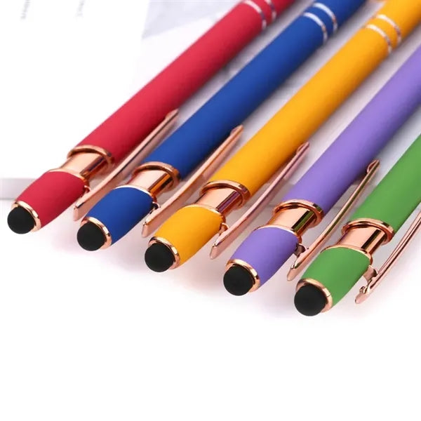 Rose Gold Soft-Touch Pen with Stylus