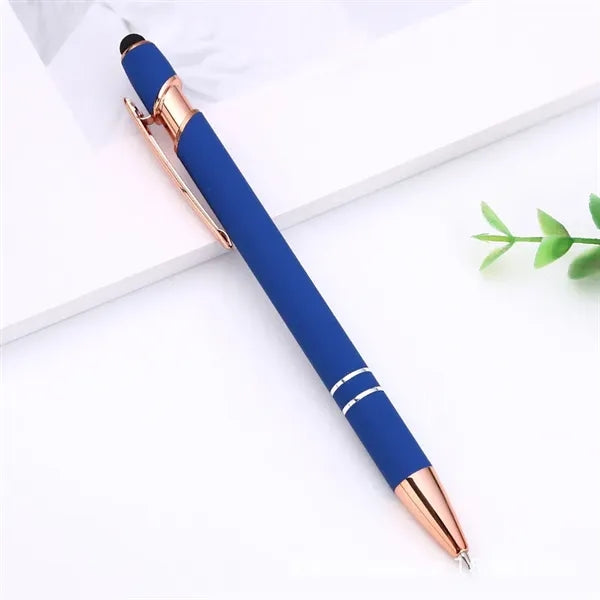 Rose Gold Soft-Touch Pen with Stylus