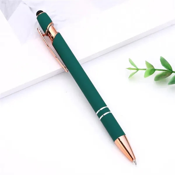 Rose Gold Soft-Touch Pen with Stylus