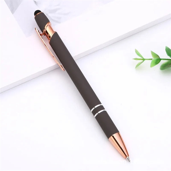 Rose Gold Soft-Touch Pen with Stylus