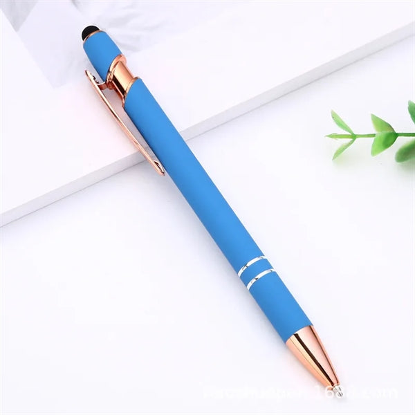 Rose Gold Soft-Touch Pen with Stylus