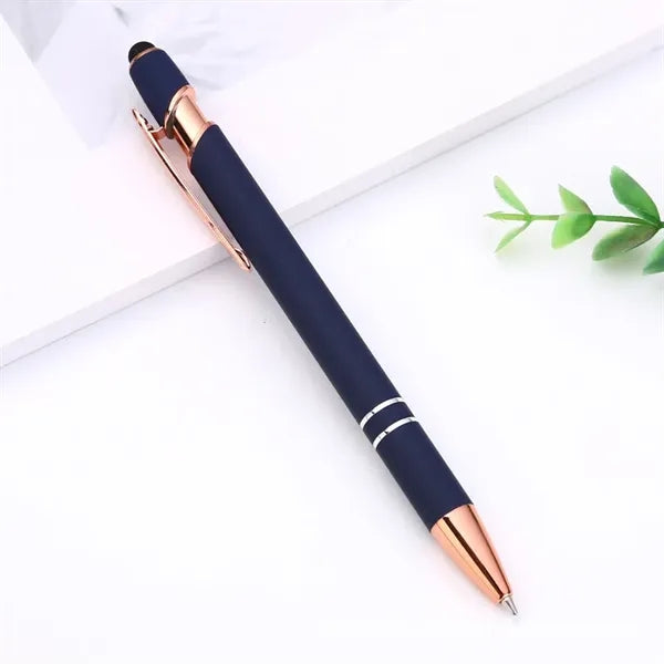 Rose Gold Soft-Touch Pen with Stylus