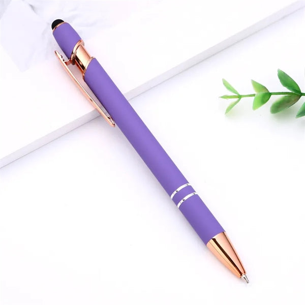 Rose Gold Soft-Touch Pen with Stylus