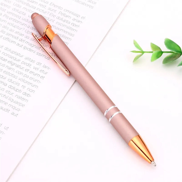 Rose Gold Soft-Touch Pen with Stylus