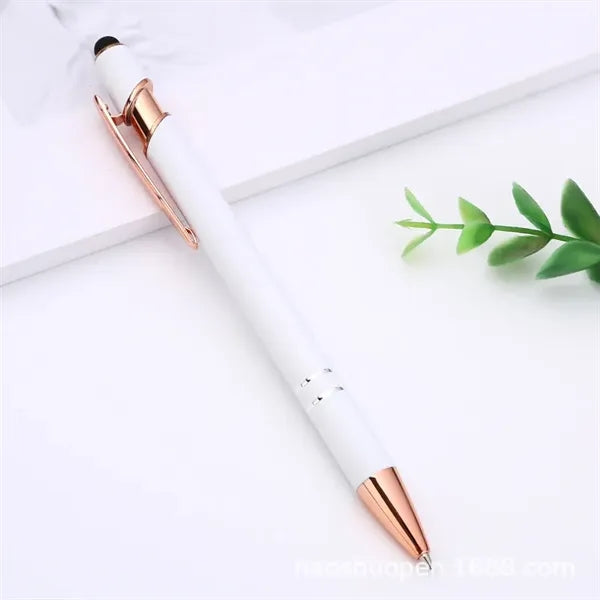 Rose Gold Soft-Touch Pen with Stylus
