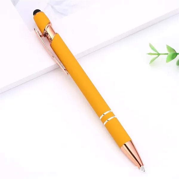 Rose Gold Soft-Touch Pen with Stylus