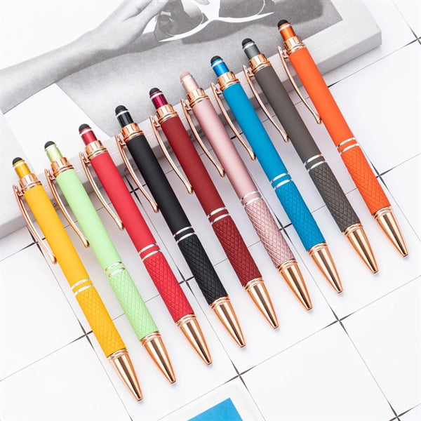 Soft Touch Diamond Stylus Pen With Rose Gold Trim