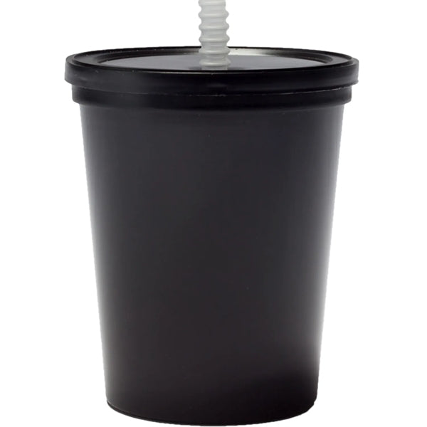 Plastic Stadium Splash Cups with Lid and Straw, 16 oz.