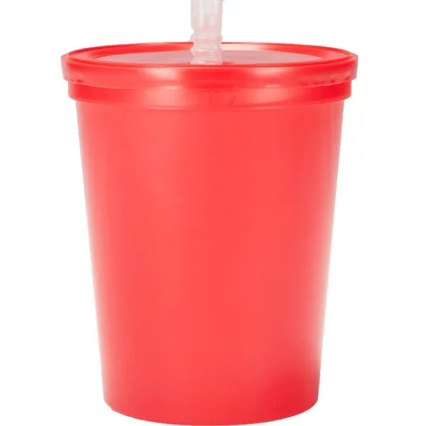 Plastic Stadium Splash Cups with Lid and Straw, 16 oz.