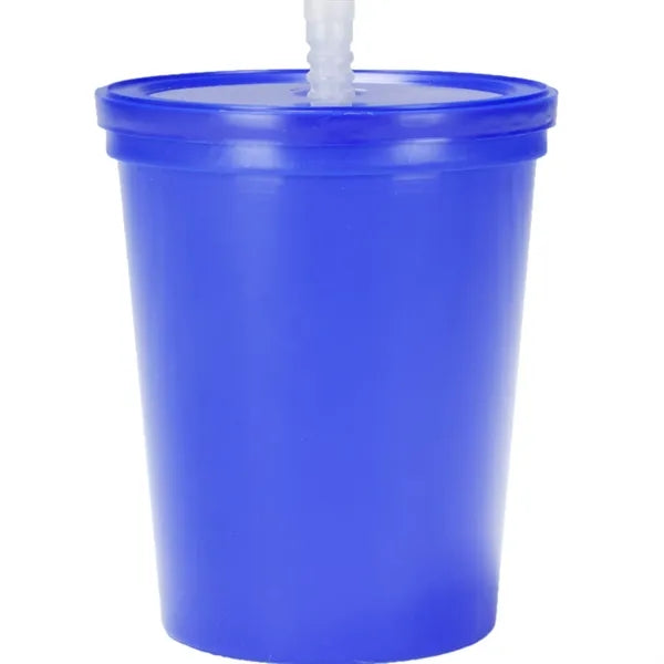 Plastic Stadium Splash Cups with Lid and Straw, 16 oz.