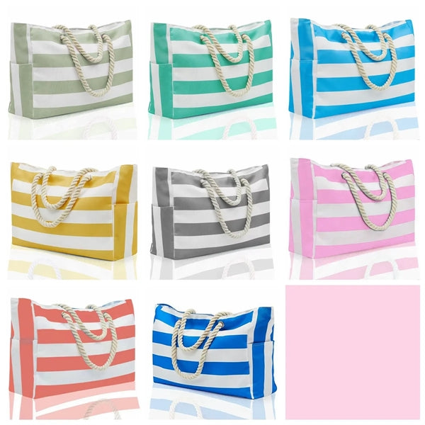 Women Canvas Tote Bag Stripe Shoulder Beach Handbags