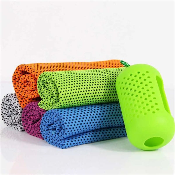 Quick-dry Cooling Sports Towel With Silicone Case