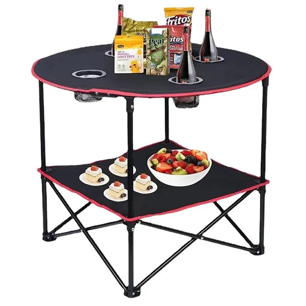 Folding Beach Camping Picnic Table with Cup Holders