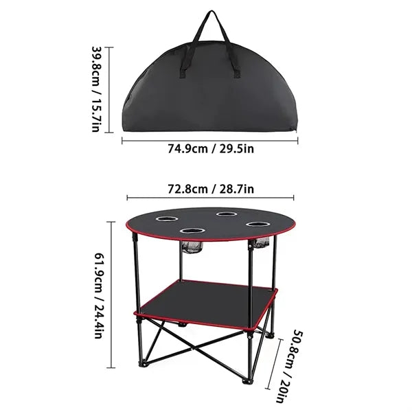 Folding Beach Camping Picnic Table with Cup Holders
