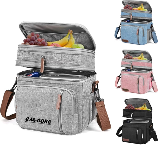 Double Deck Insulated Soft Large Adult Lunch Cooler Bag