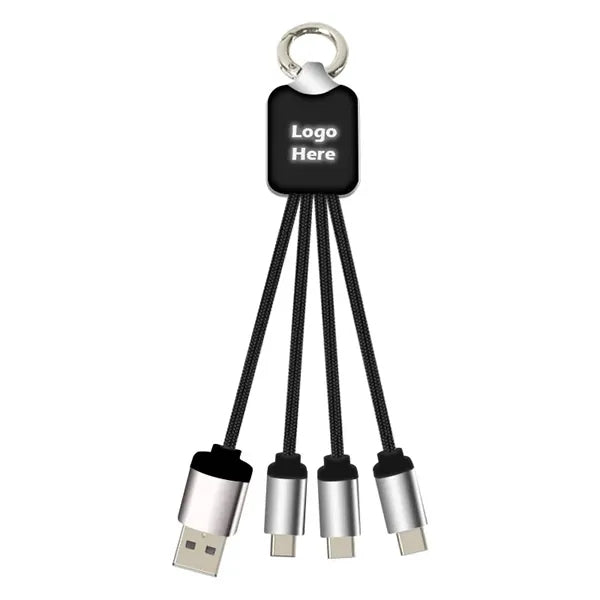 Light Up Logo 4 In 1 Charging Cable Keychain