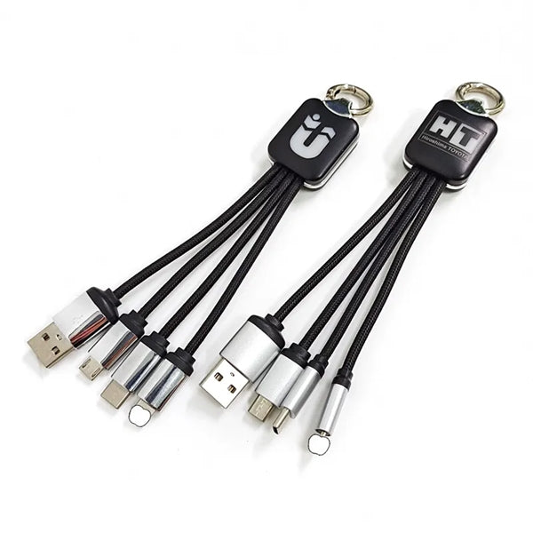 Light Up Logo 4 In 1 Charging Cable Keychain