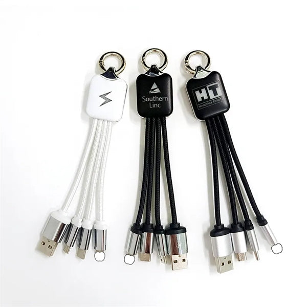 Light Up Logo 4 In 1 Charging Cable Keychain