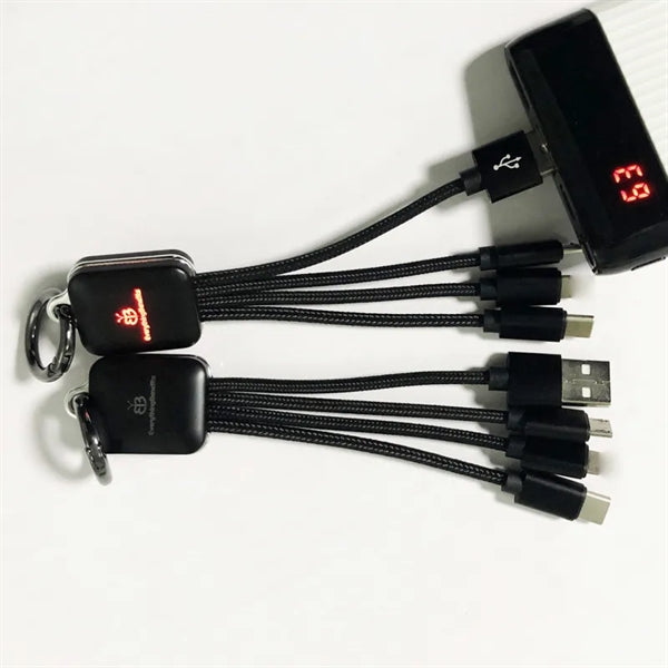 Light Up Logo 4 In 1 Charging Cable Keychain