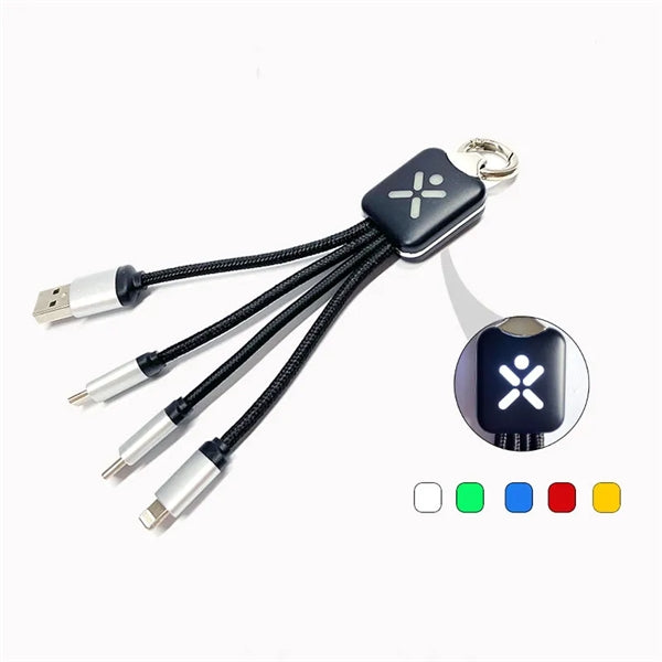 Light Up Logo 4 In 1 Charging Cable Keychain