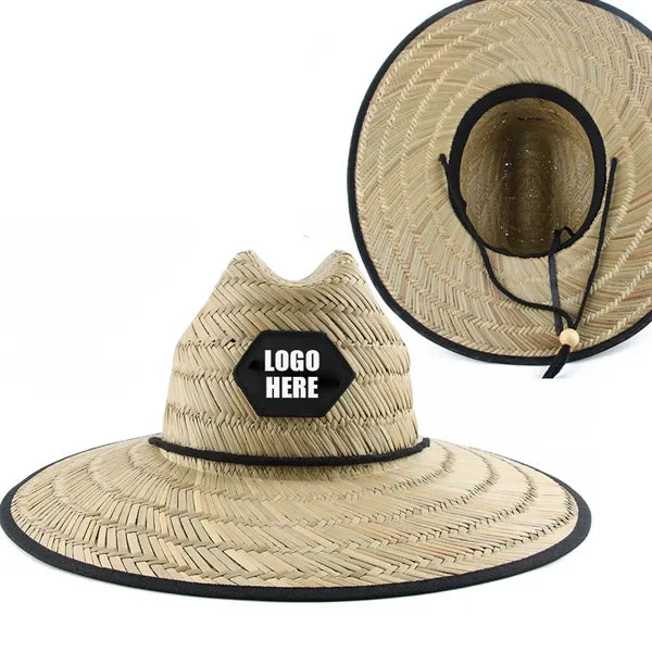 Outdoor Lifeguard Straw Hat w/Various Patch