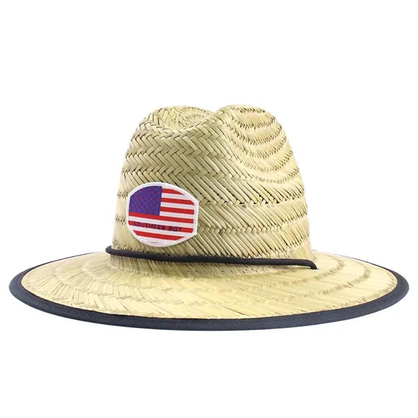 Outdoor Lifeguard Straw Hat w/Various Patch
