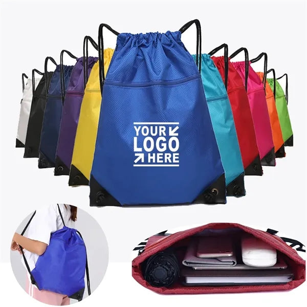 Waterproof Drawstring Backpack Bag with Zip Pocket