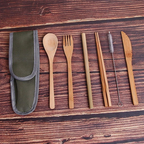 Bamboo Portable Set Chopstick Spoon Travel Camping Utensils