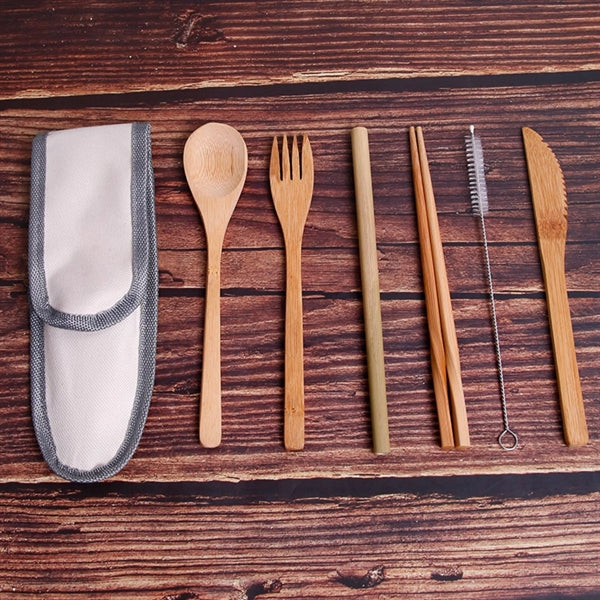 Bamboo Portable Set Chopstick Spoon Travel Camping Utensils