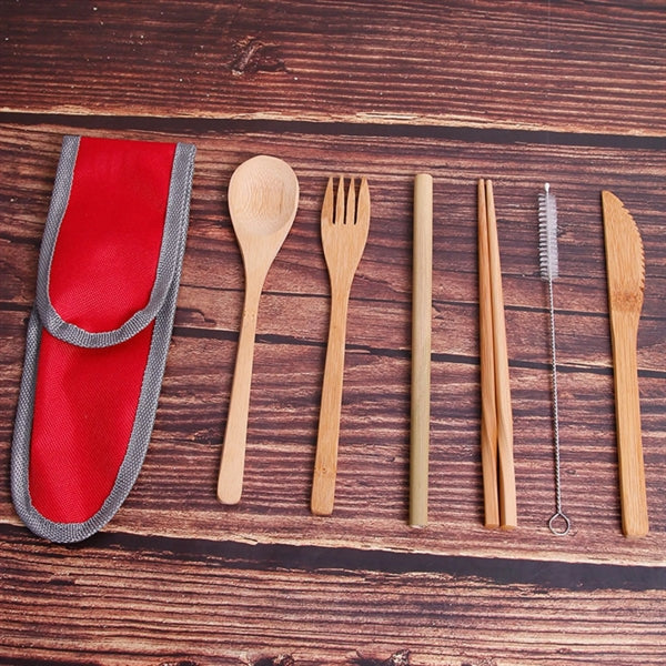 Bamboo Portable Set Chopstick Spoon Travel Camping Utensils