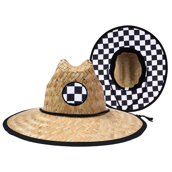 Lifeguard Straw Hat Patch And Full Color Underbrim Imprint