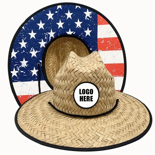 Lifeguard Straw Hat Patch And Full Color Underbrim Imprint