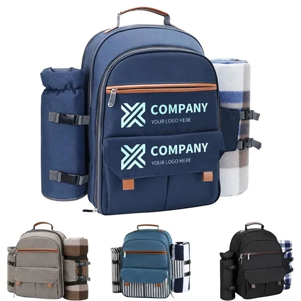 Picnic Backpack with Cooler Bag, Wine Pouch, Blanket