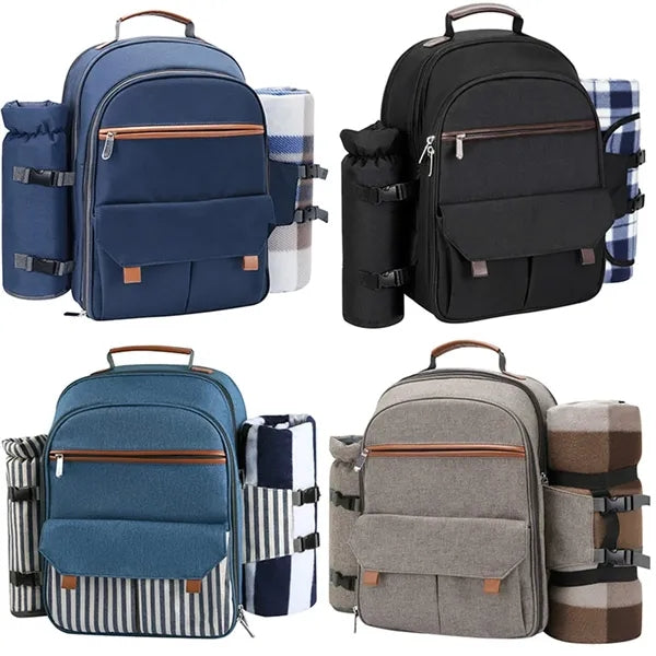Picnic Backpack with Cooler Bag, Wine Pouch, Blanket