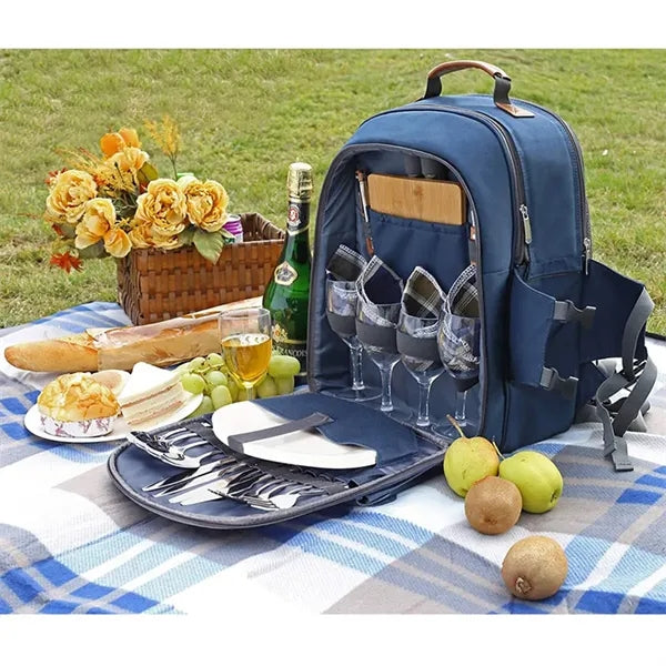 Picnic Backpack with Cooler Bag, Wine Pouch, Blanket